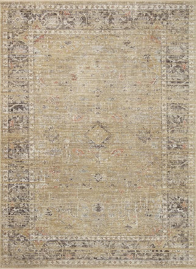 Loloi Magnolia Home by Joanna Gaines Millie Collection MIE-03 Gold/Charcoal 2'-7" x 14', .25" Pile Height, Runner Rug