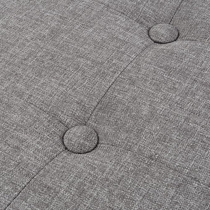 Folding Storage Ottoman - 30-Inch Tufted Footrest, Linen Chest, or Bench with Removable Bin for Living Room, Bedroom, or Dorm by Lavish Home (Gray)