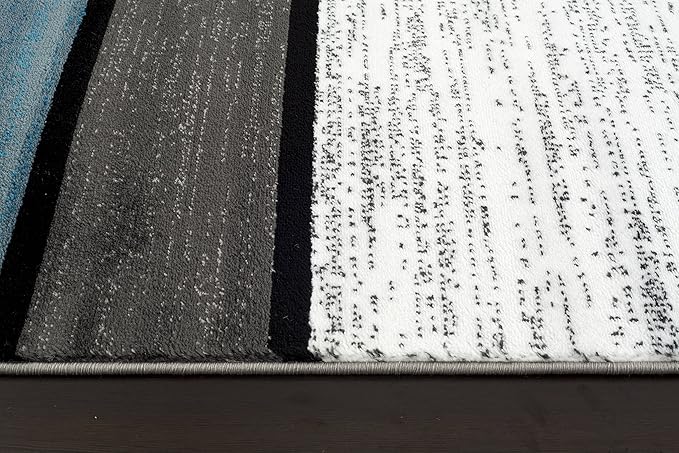 Rugshop Modern Geometric Boxes Blue Area Rug, Non-Shedding Carpet for Living Room, Bedroom, or Open Space, 7'10" x 10'2"