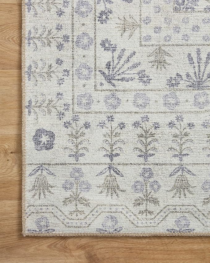 Loloi Rifle Paper Co. Maison Collection MAO-03 Rosette Ivory 2'-6" x 7'-6", .19" Pile Height, Runner Rug