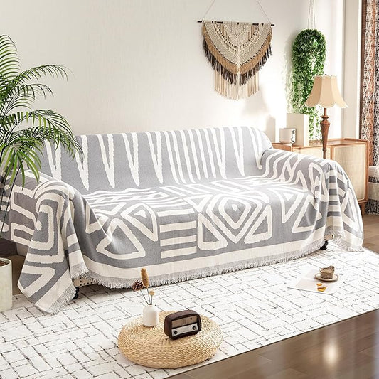 Couch Cover for 2-3 Cushion Couch Sofa Pet Friendly, Boho Sectional L Shaped Sofa Cover Washable for Dogs Cats Kids, Leather Furniture Protector Slipcover Decor for Living Room, 71"x118"