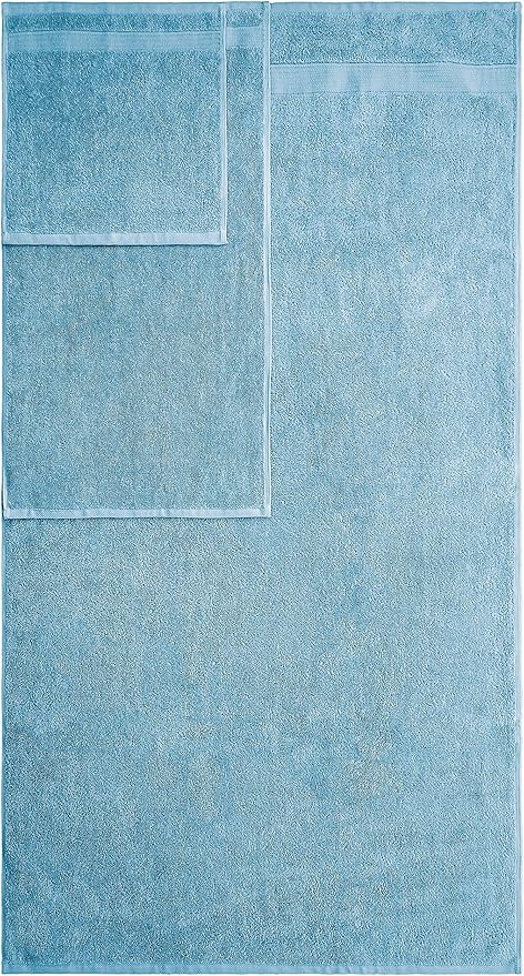 American Veteran Towel, 6 Piece Towel Set for Bathroom, 100% Cotton Turkish Bathroom Towels, 2 Bath Towels 2 Hand Towels 2 Washcloths, Sky Blue