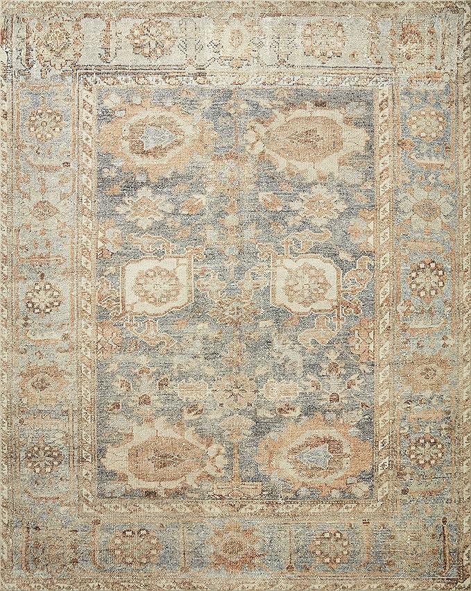 Loloi Margot Collection MAT-03 Ocean/Spice 5'-0" x 7'-6" Area Rug feat. CloudPile, No-Shed Easy Clean Large Patterned Area Rug for Living Room, Bedroom, Dining Area
