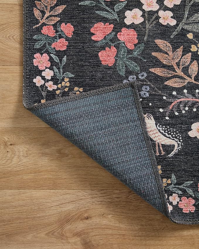 Loloi Rifle Paper Co. Maison Collection MAO-04 Tuileries Black 7'-6" x 9'-6", .19" Pile Height, Area Rug