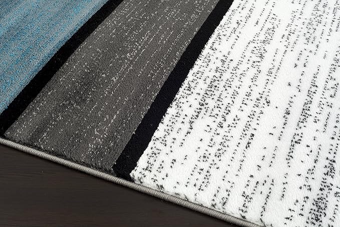 Rugshop Modern Geometric Boxes Blue Area Rug, Non-Shedding Carpet for Living Room, Bedroom, or Open Space, 7'10" x 10'2"