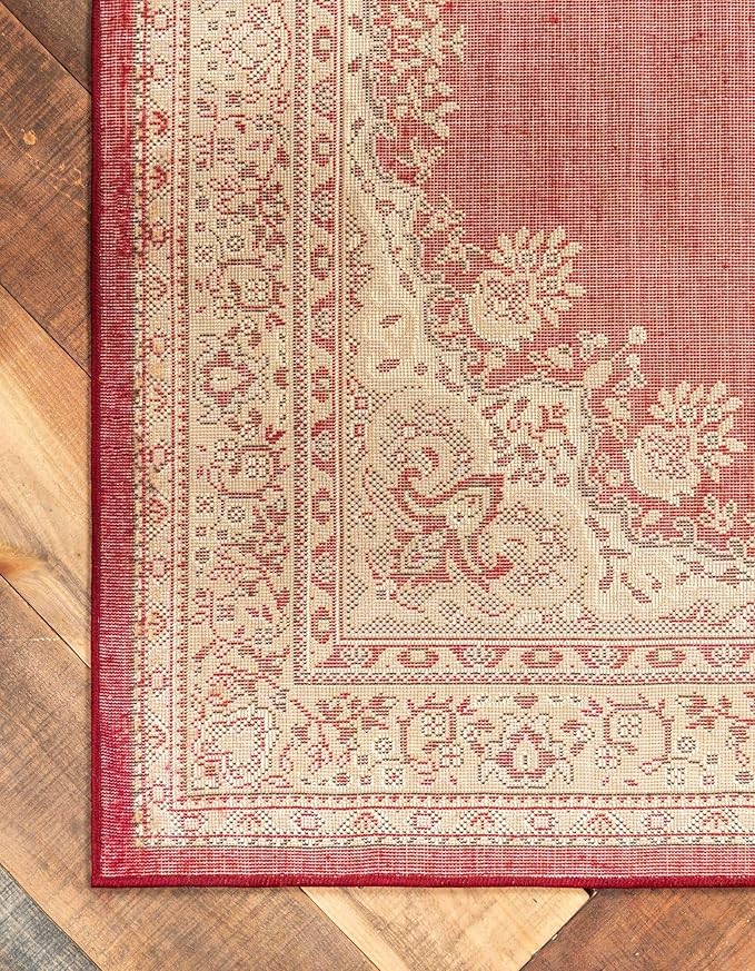 Unique Loom Reza Collection Traditional Persian Style Area Rug, 9 x 12 ft, Burgundy/Ivory
