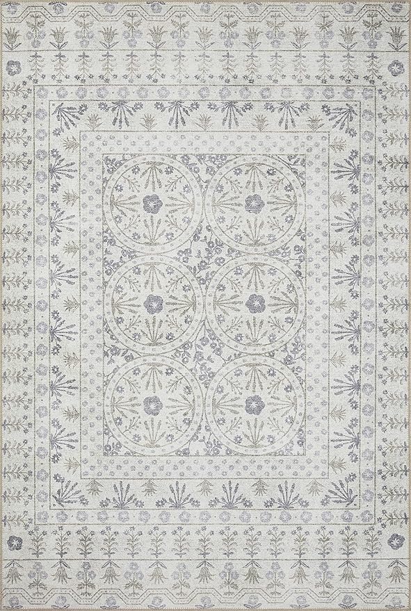 Loloi Rifle Paper Co. Maison Collection MAO-03 Rosette Ivory 2'-6" x 7'-6", .19" Pile Height, Runner Rug