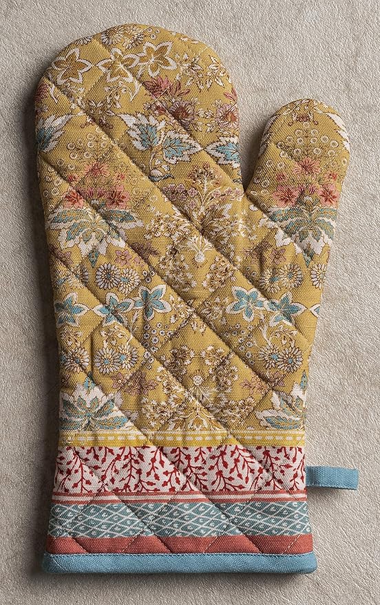 Maison d' Hermine Oven Gloves 100% Cotton Oven Mitt 7" x 13" with Loop Heat Resistant, BBQ, Cooking Gloves, Baking, Grilling, Kitchen, Handling Hot Pans Spring/Summer (Pack of 1, Marquise)