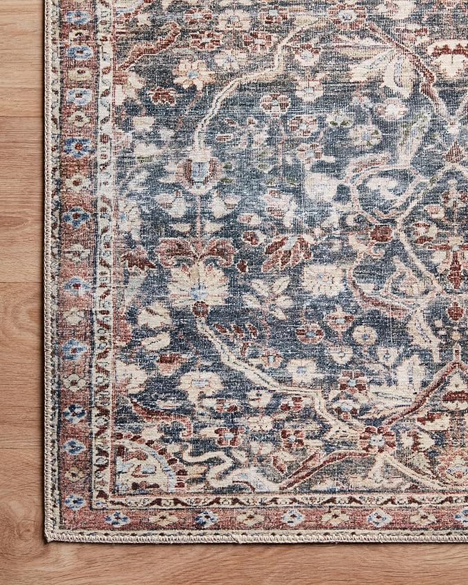 Loloi Chris Loves Julia Jules Collection JUL-06 Denim/Spice 8'-6'' x 11'-6'', .13" Pile Height, Area Rug