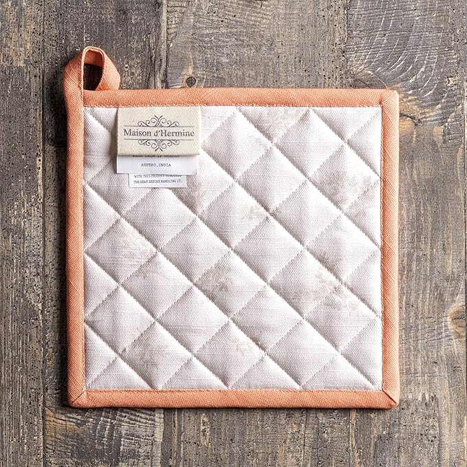 Maison d' Hermine Pot Holders 100% Cotton Heat Resistant Potholders 8" x 8" Hot Pads with Loop for Thanksgiving Christmas Decorations BBQ Cooking Baking Handling Hot Pans (Pack of 1, Giving Thanks)