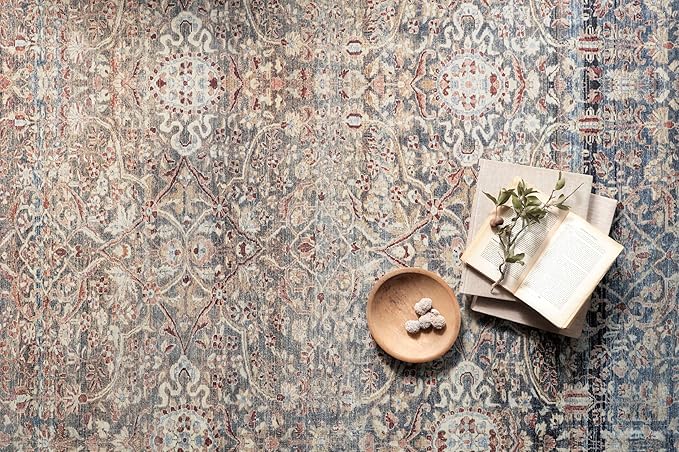 Loloi Chris Loves Julia Jules Collection JUL-06 Denim/Spice 5'-0'' x 7'-6'', .13" Pile Height, Area Rug