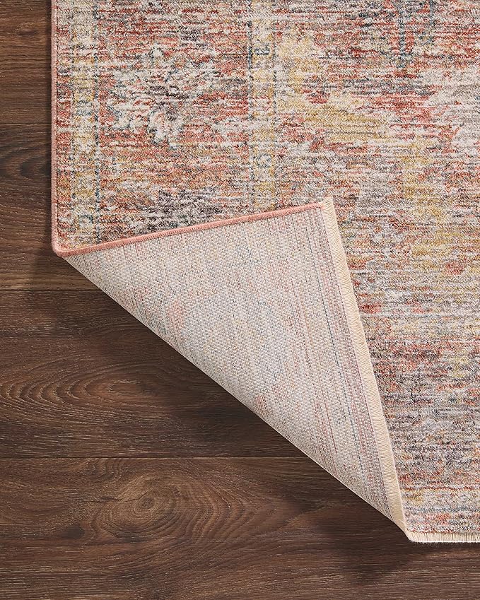 Loloi Magnolia Home by Joanna Gaines Millie Collection MIE-04 Sunset/Multi 7'-10" x 7'-10", .25" Pile Height, Round Area Rug