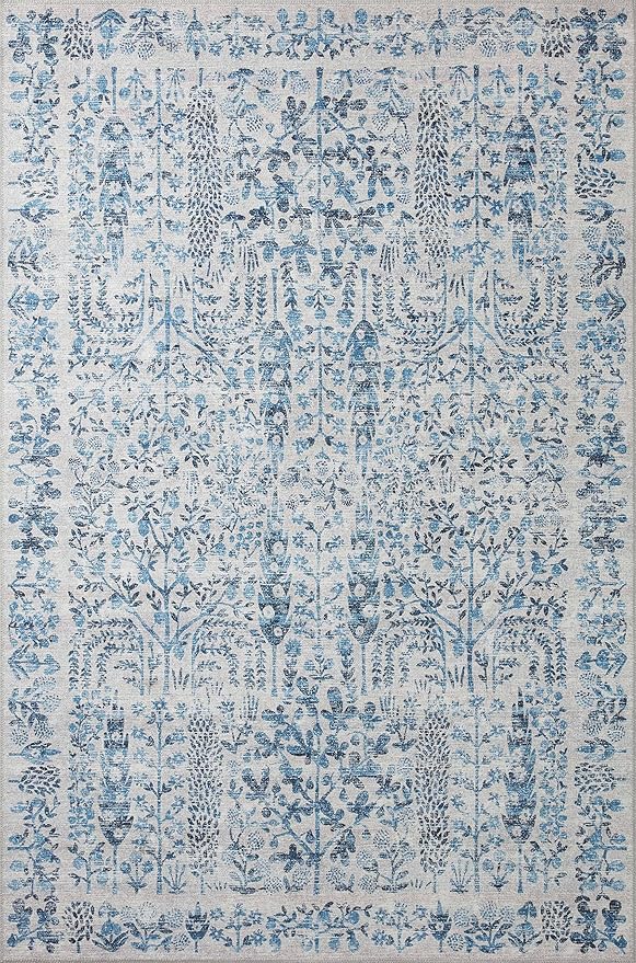 Loloi Rifle Paper Co. Maison Collection MAO-07 Blue 3'-9" x 5'-6", .19" Pile Height, Accent Rug
