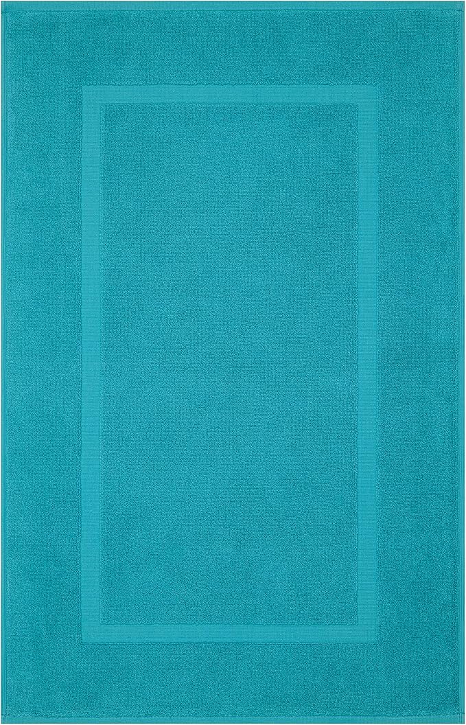 Cotton Paradise 100% Cotton Bath Mats for Bathroom Floor Set of 2 Pack, 20x34 Soft Absorbent Washable Quick Dry Tub Bathmat, Aqua Towel Bath Mat