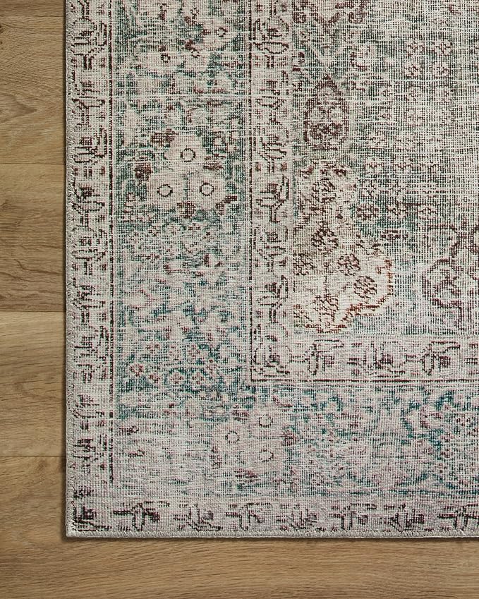Loloi Chris Loves Julia Jules Collection JUL-08 Emerald/Antique Ivory 8'-6'' x 11'-6'', .13" Pile Height, Area Rug