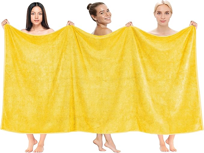 Cotton Paradise 100% Cotton 40x80 Oversized Bath Sheet, Extra Large Turkish Bath Towels for Bathroom, Yellow Bathsheet