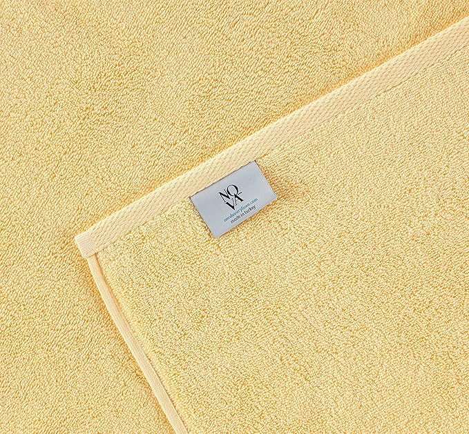 NOVA Luxury Linen - Hotel Quality Turkish Towel Set for Bathroom (4 Pcs Hand Towel Set, Sunlight Yellow)