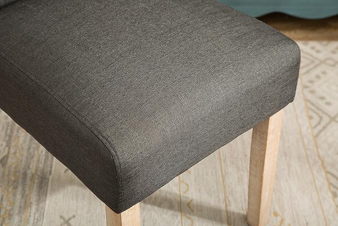 Roundhill Furniture Habit Solid Wood Tufted Parsons Charcoal Dining Chair, Set of 2