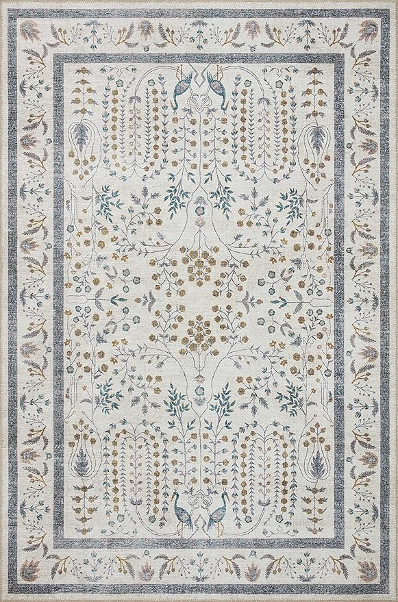 Loloi Rifle Paper Co. Maison Collection MAO-05 Wisteria Cream 2'-6" x 9'-6", .19" Pile Height, Runner Rug