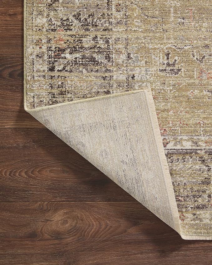 Loloi Magnolia Home by Joanna Gaines Millie Collection MIE-03 Gold/Charcoal 7'-10" x 10', .25" Pile Height, Area Rug