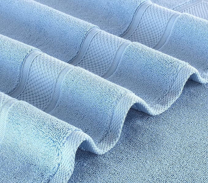 NOVA Luxury Linen - Hotel Quality Turkish Towel Set for Bathroom (4 Pcs Hand Towel Set, Sky Blue)
