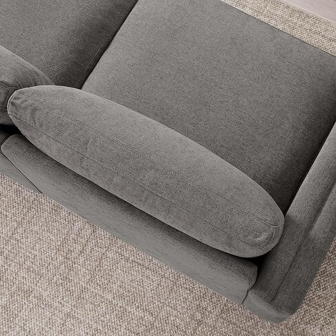 CHITA Super Large Luxury L Shape Convertible Sectional Modular Sofa, Down Filled Modern Sofa with Ottoman, Deep Seat Cloud Couch, 118 inch Width, 4 Seat Couch with Solid Wood Leg, Grey