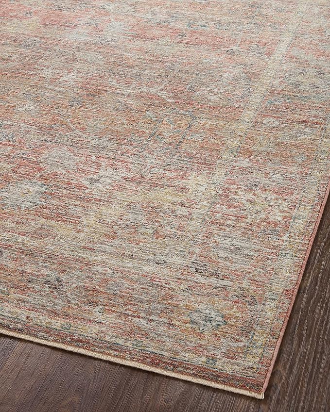 Loloi Magnolia Home by Joanna Gaines Millie Collection MIE-04 Sunset/Multi 9'-6" x 9'-6", .25" Pile Height, Round Area Rug