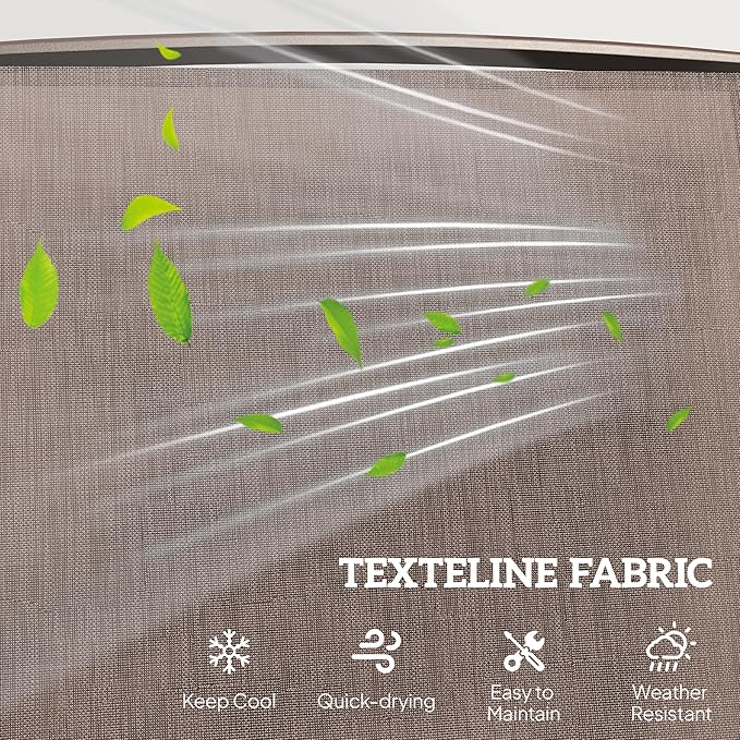 Outsunny Outdoor Glider Chairs with Coffee Table, Patio 2-Seat Rocking Chair Swing Loveseat with Breathable Sling for Backyard, Garden, and Porch, Coffee Brown