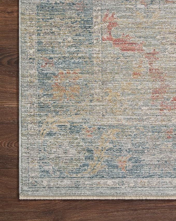 Loloi Magnolia Home by Joanna Gaines Millie Collection MIE-04 Slate/Multi 2'-7" x 14', .25" Pile Height, Runner Rug