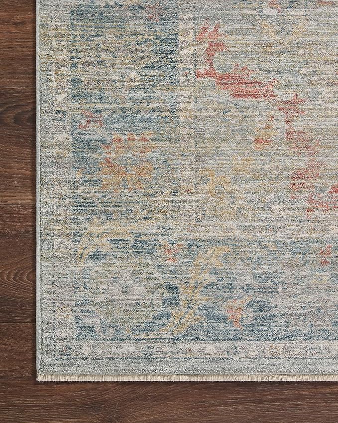 Loloi Magnolia Home by Joanna Gaines Millie Collection MIE-04 Slate/Multi 2'-7" x 8'-0", .25" Pile Height, Runner Rug