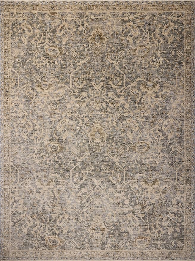 Loloi Magnolia Home by Joanna Gaines Junie Collection JUE-01 Blue/Natural 9'-6" x 9'-6", .38" Pile Height, Round Area Rug