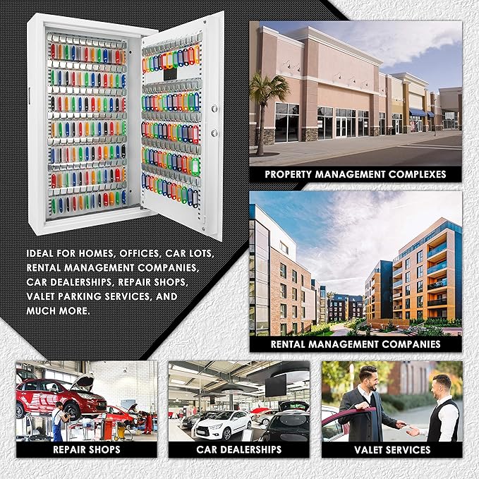 Barska Digital Key Safe Box with Drop Slot – Secure Key Cabinet for Home & Office, PIN Code Access, Backup Keys, Numbered Hooks, Color Tags, Steel Construction – Gray Finish