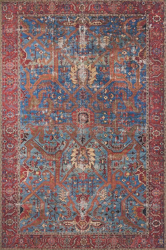 Loloi Loren Collection LQ-10 Blue/Red 5'-0" x 7'-6" Area Rug