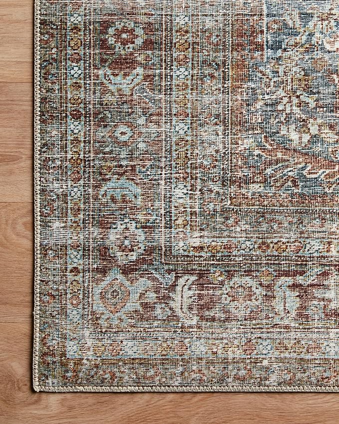 Loloi Chris Loves Julia Jules Collection JUL-05 Lagoon/Brick 2'-6'' x 9'-6'', .13" Pile Height, Runner Rug