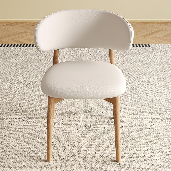 Dining Chairs Set of 2, Modern Faux Leather Dining Wood Legs for Living Kitchen Dining Room