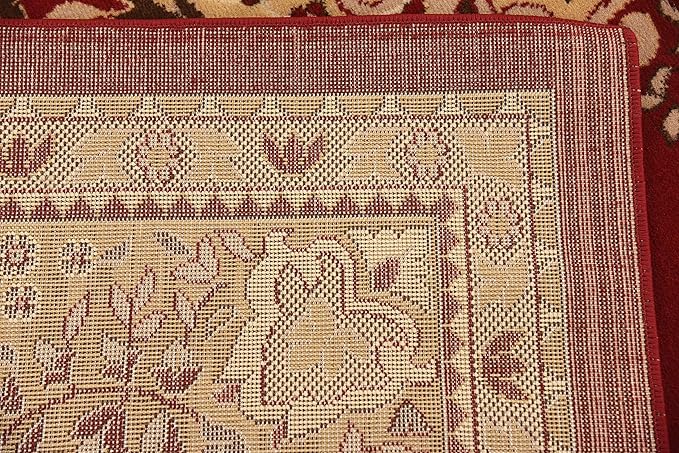 Unique Loom Reza Collection Traditional Persian Style Area Rug, 9 x 12 ft, Burgundy/Ivory