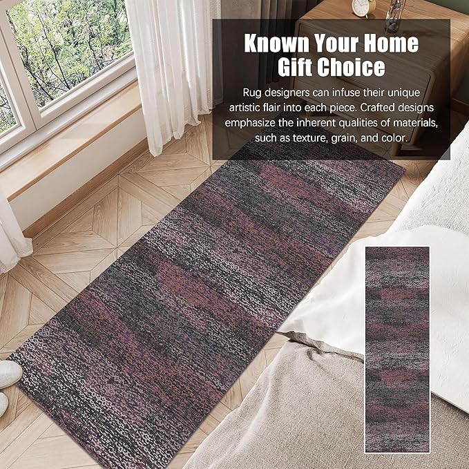 RUGSURE Washable Area Rug - 1/6 Thick - Stain & Water Resistant Non-Slip - Resistant Rug for Living Room, Bedroom, Nursery, Pet & Child Friendly, Vintage Charm Area Rugs (Burgundy, 2'6'' x 8')