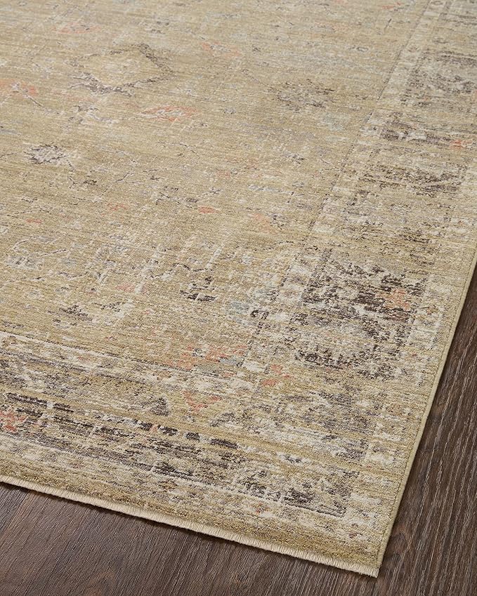 Loloi Magnolia Home by Joanna Gaines Millie Collection MIE-03 Gold/Charcoal 3'-6" x 5'-6", .25" Pile Height, Accent Rug