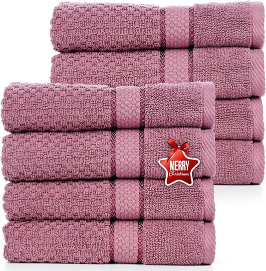 Ample Decor 100% Cotton Grape Purple Hand Towel for Kitchen Set of 8, Absorbent Premium Quality, for Bathroom, Hotel, Spa, Gym, Kitchen - 18 X 28 Inch