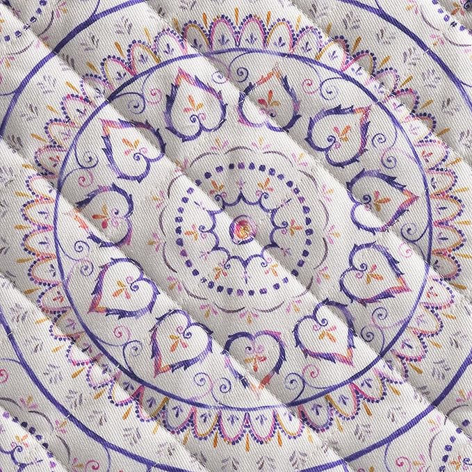 Maison d' Hermine Pot Holders 100% Cotton Heat Resistant Potholders 8" x 8" Hot Pads with Loop BBQ, Cooking, Baking, Grilling, Kitchen, Handling Hot Pans Spring/Summer (Pack of 1, Mandala)