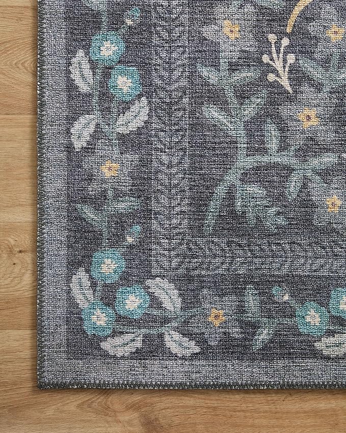 Loloi Rifle Paper Co. Maison Collection MAO-01 Nightingale Black 8'-4" x 11'-6", .19" Pile Height, Area Rug