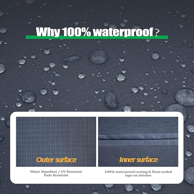 F&J Outdoors Patio Chair Covers, Heavy Duty Waterproof UV Resistant Outdoor Stackable Chair High Back Chair Cover, Grey, 27" W x 37" D x 47" H