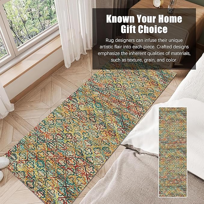 RUGSURE Washable Area Rugs, 2'6'' x 8' - 1/6 Thick - Stain & Water Resistant Non-Slip - Perfect Resistant Rug for Living Room, Bedroom, Nursery, Pet & Child Friendly, Vibrant Colors Rugs, Multicolor