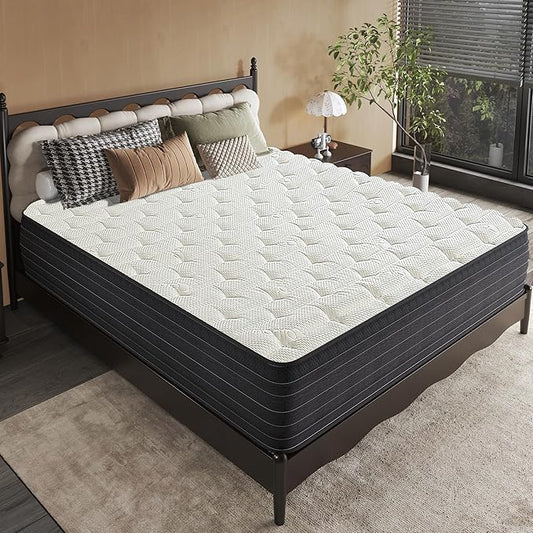 Hybrid Mattress King Size, 14 Inch Medium Firm Cool Memory Foam for Pressure Relief, Motion Control & No-Sink Edge Support, Bed in a Box, Best for Seniors & Heavy Sleepers