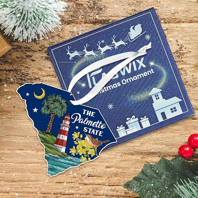 FLAGWIX South Carolina Christmas Ornament for Home Decor - Palmetto Acrylic Christmas Ornaments 2025 for Tree Decorations - South Carolina Gifts, House Warming Gifts New Home for Family Friends