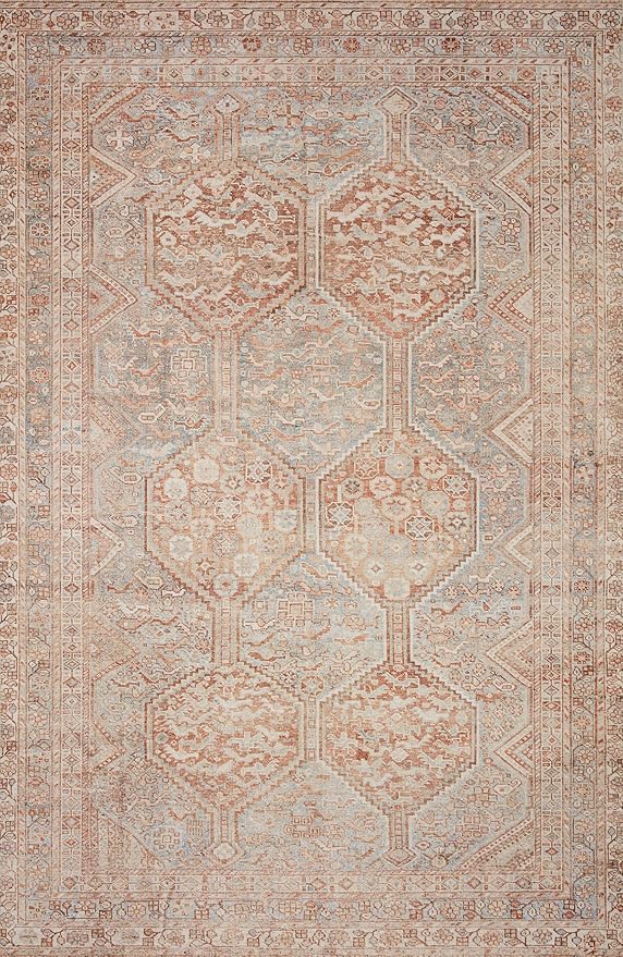 Loloi Chris Loves Julia Jules Collection JUL-04 Tangerine/Mist 5'-0'' x 7'-6'', .13" Pile Height, Area Rug