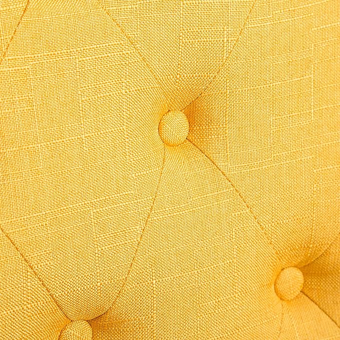 Roundhill Furniture Habit Solid Wood Tufted Parsons Yellow Dining Chair, Set of 2,