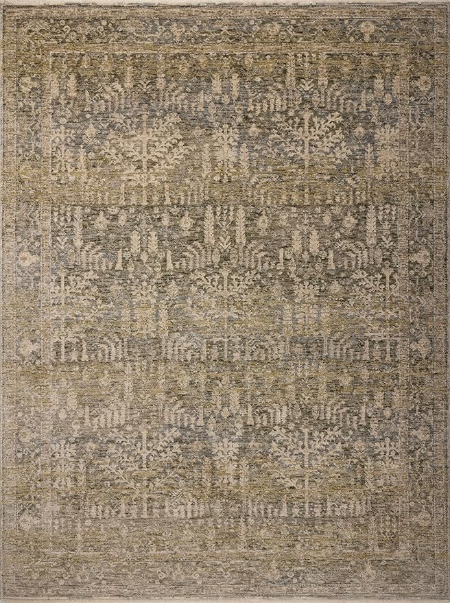 Loloi Magnolia Home by Joanna Gaines Junie Collection JUE-02 Moss/Natural 3'-11" x 5'-7", .38" Pile Height, Accent Rug