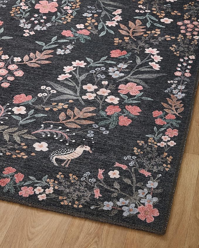 Loloi Rifle Paper Co. Maison Collection MAO-04 Tuileries Black 2'-3" x 3'-9", .19" Pile Height, Accent Rug