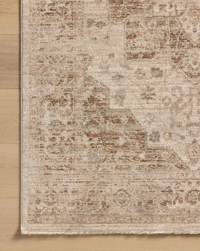 Loloi Magnolia Home by Joanna Gaines Junie Collection JUE-04 Natural/Clay 7'-10" x 7'-10", .38" Pile Height, Round Area Rug